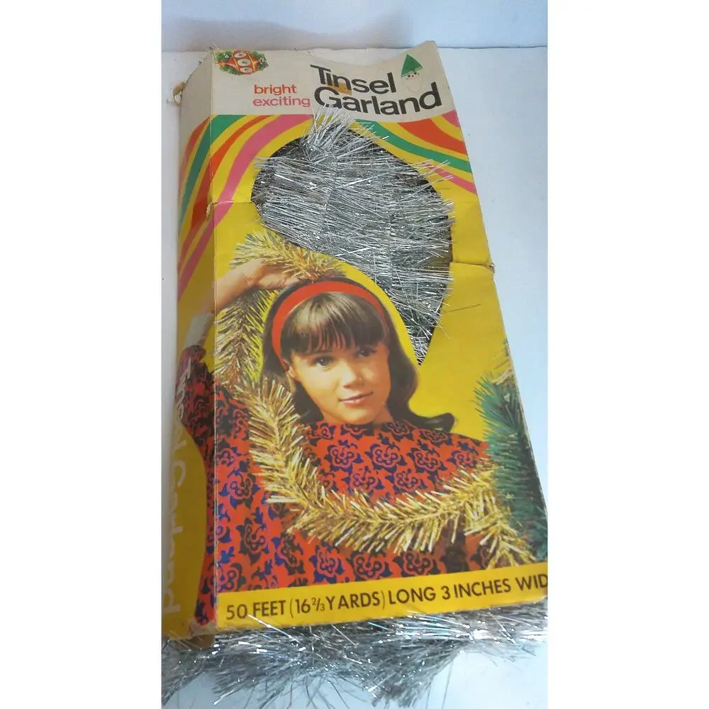 Vintage 1968 Doubl Glo Silver Tinsel Garland